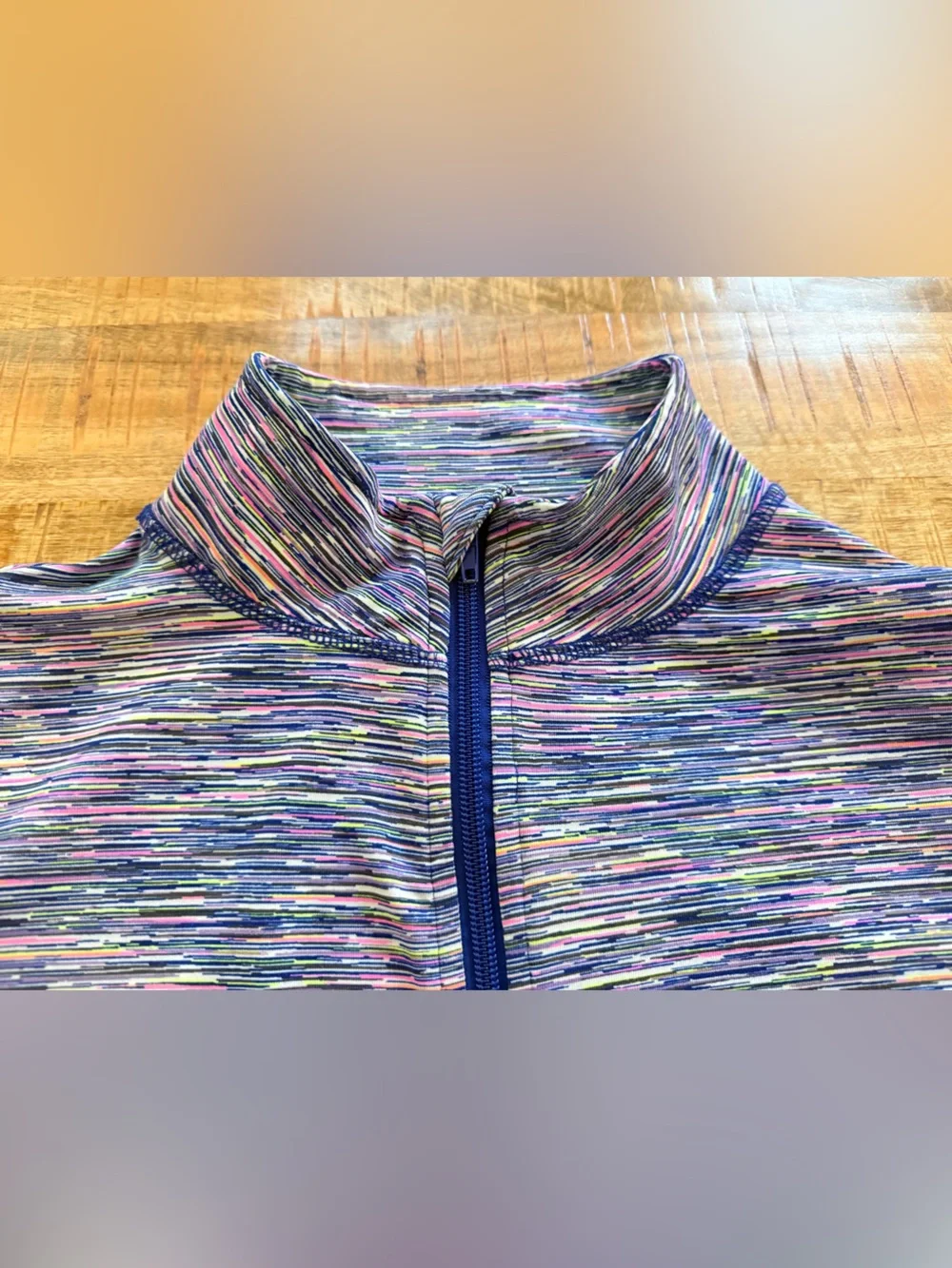 Girls Athletic Full Zip Jacket Purple Blue Space Dye Long Sleeve Activewear
